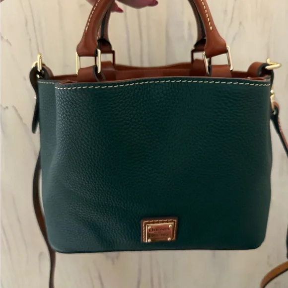 Dooney & Bourke Dark Green and Tan Satchel - Picture 6 of 8
